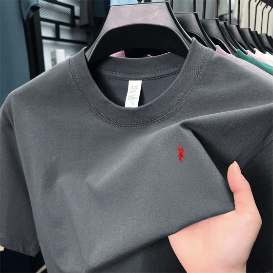 100% cotton high-end short sleeve T-shirt summer designer brand pony embroidery round neck top fashion casual golf men's wear