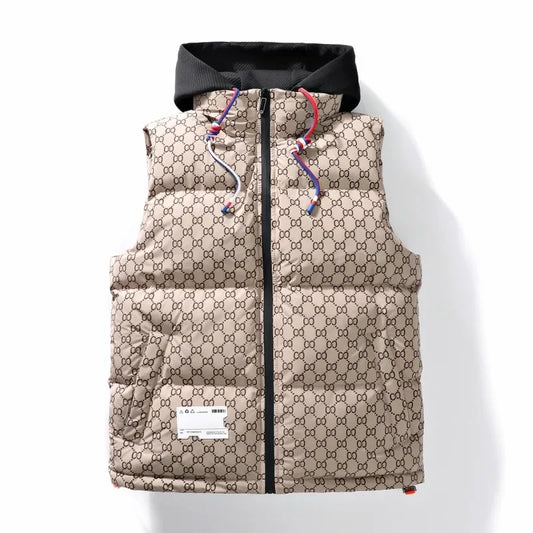 2023 Trendy Men's Autumn/Winter Cotton Vest Jacket Street Style Hip Hop Bad Boy Sleeveless Shoulder Coat Casual Cotton Coat