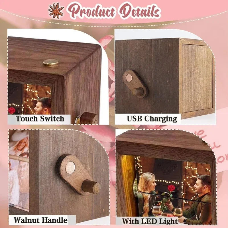 Hand Cranked Glowing Photo Flip Book Machine 8/16 Pictures DIY Graduation Season Birthday Wedding Hand Motion Photo Album